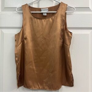 VINTAGE Erena Gold Copper Satin Sleeveless Shiny Women's Blouse Tank Camisole